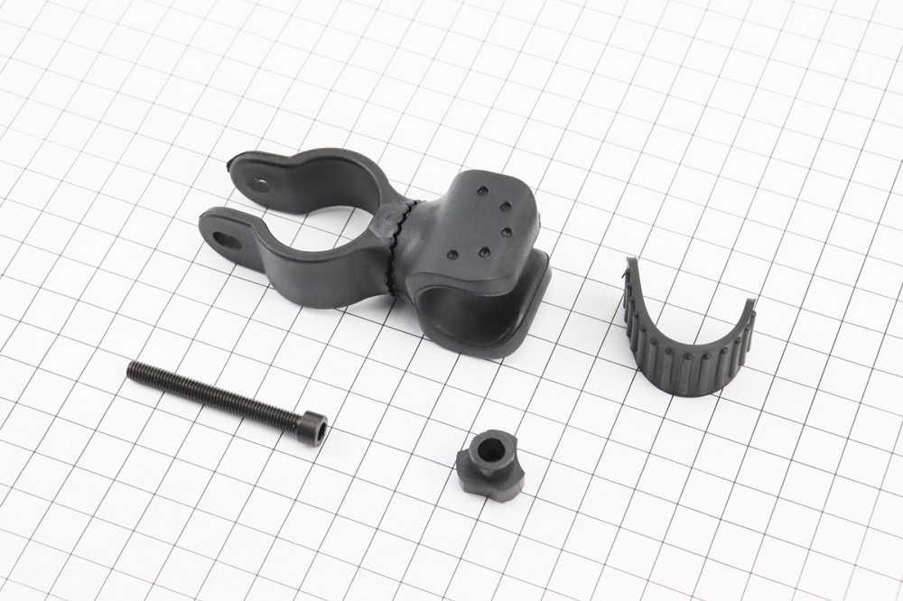 УЦІНКА Кріплення ліхтаря на кермо велосипеда, регульоване, пластмасове, чорне JY-ZJ004 (не до кінця заклепано з'єднання) Киев - изображение 1