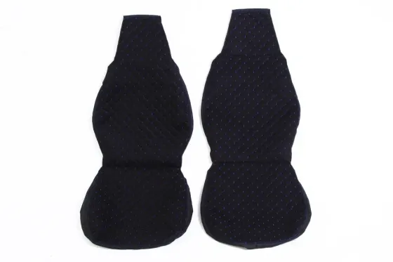 Накидка на сидушку алькантара передня Люкс чорний/синя нитка (2 шт.) Вінниця