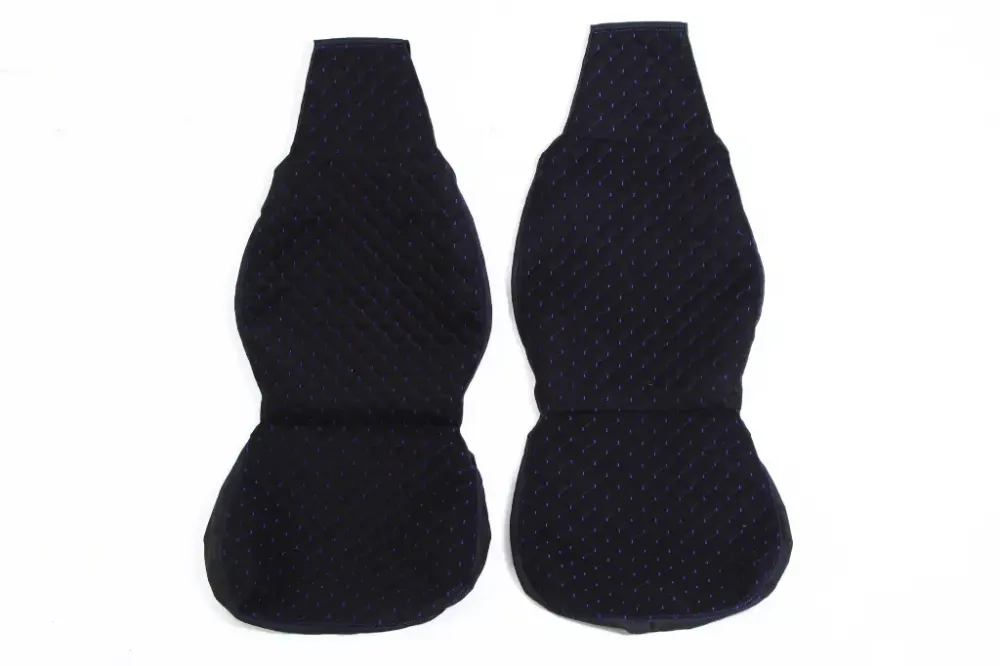 Накидка на сидушку алькантара передня Люкс чорний/синя нитка (2 шт.) Вінниця - фото 1