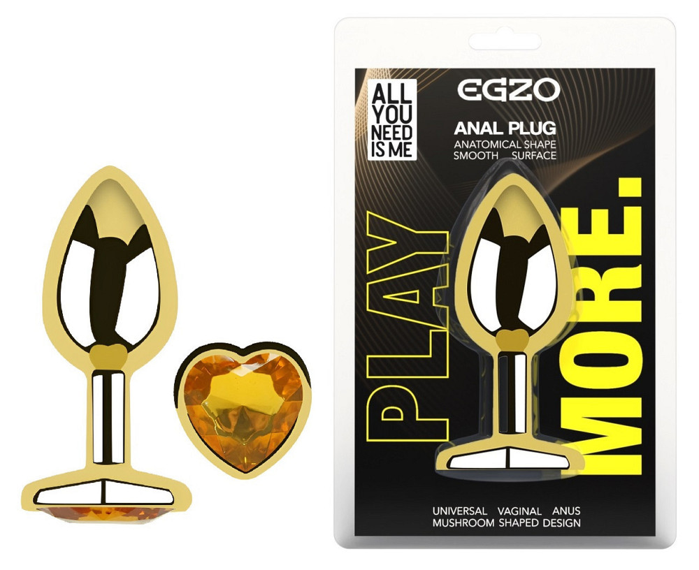 Анальная пробка с кристаллом EGZO - Gold Heart Plug Yellow size S Sex Aura Киев - изображение 1