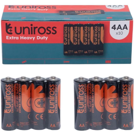 Батарейка Uniross сольова SHRINK OF 4AA пальчик EXTRA HEAVY DUTY ПВХ S4 Рівне