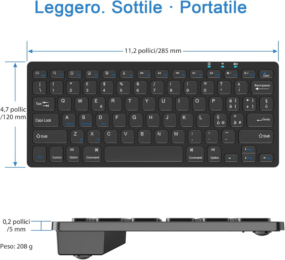 Беспроводная Bluetooth-клавиатура KBCASE для iPad, Samsung, Android, Windows, iOS, QWERTY, 10 м, тихая, черная Киев - изображение 7