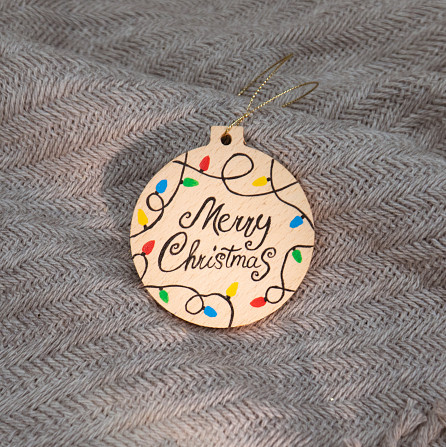 Новогодний шар на елку ручной работы из дерева Merry Christmas (yan-7) Сумы - изображение 1