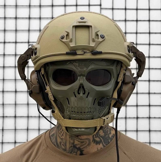 Тактический комплект шлем Fast + наушники М32 + крепление под шлем (Койот) Винница - изображение 2