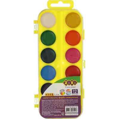 Краски для рисования ZiBi KIDS Line Водорастворимые акварельные 12 цв. желтая (ZB.6544-15) Винница