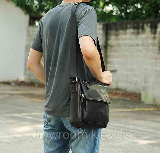 Мужская барсетка через плечо Leather Collection (819) кожаная черная Киев
