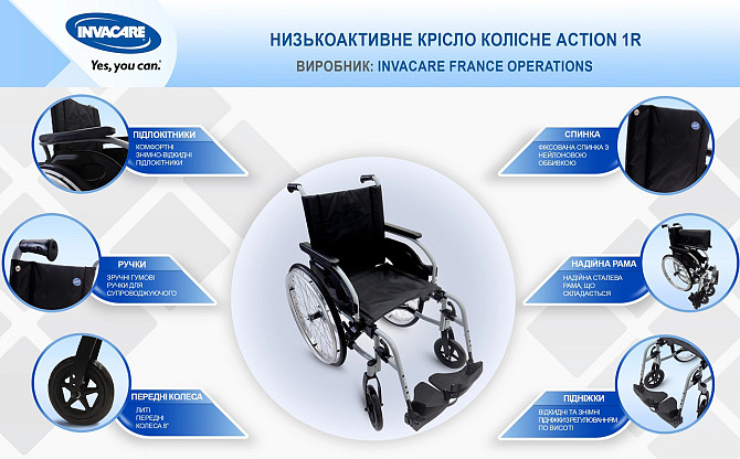 Низкоактивное кресло-коляска Invacare Action 1R 38 см 48 Днепр - изображение 4