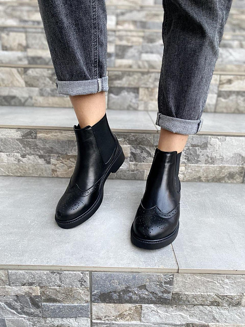 Черевики жіночі Milanti чорні натуральна шкіра весна-осінь висота 12см розмір 38 (3144) Коломыя - изображение 9