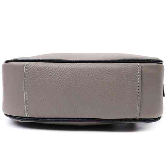 Красивая женская сумка с вышивкой на лицевой стороне из натуральной кожи Серая (Vintage) Киев