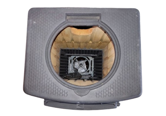 Піч-камін Hosseven 9004 коричнева сталева буржуйка 5 кВт до 40 м2 з чавунною варильною поверхнею задній димохід Туреччина Київ