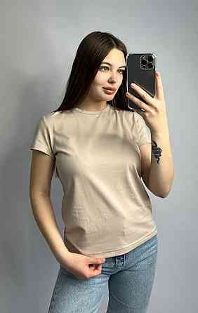 Базовая футболка женская удлиненная Бежевый XXL Харьков