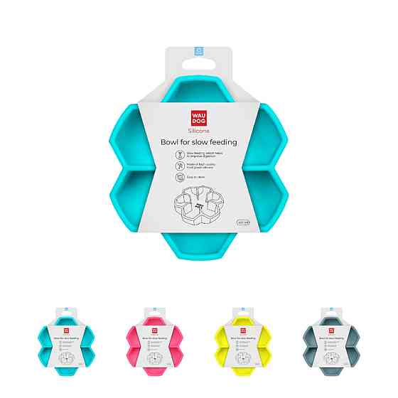 Миска для медленного питания WAUDOG Silicone, 450 мл, голубой Киев