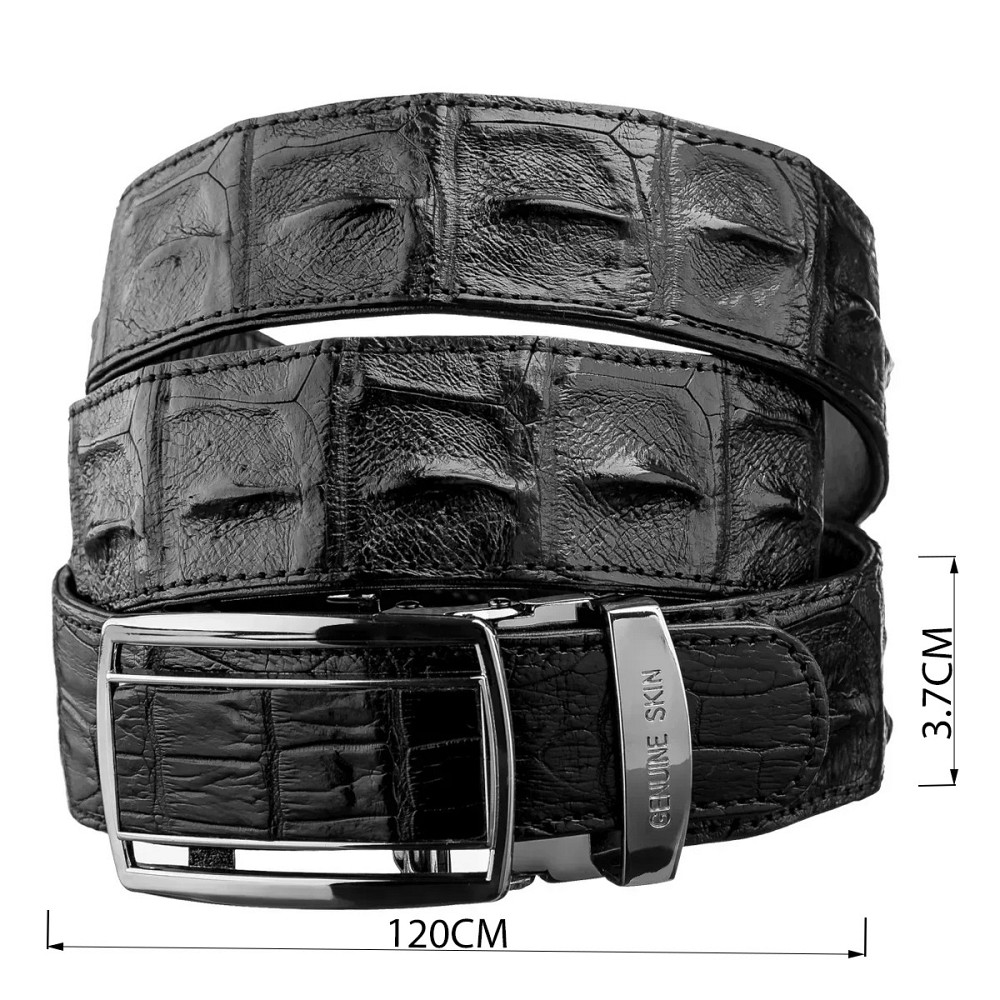 Ремінь-автомат CROCODILE LEATHER 18236 з натуральної шкіри крокодила (каймана) Чорний Київ - фото 4