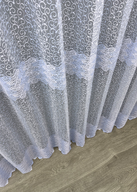 Тюль органза с вышивкой и люрексом цвет голубой с белым 1686т Киев - изображение 7