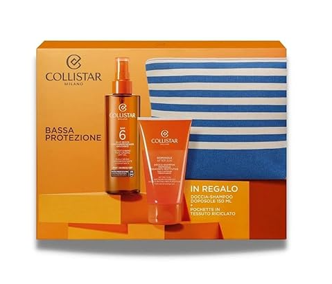 Набор для загара Collistar масло SPF6 200 мл + шампунь после солнца 150 мл + косметичка Подарочный формат Славянск