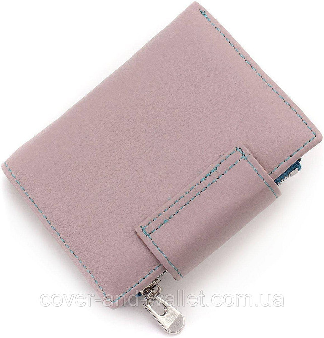 Темно-розовый женский кошелек из натуральной кожи двойного сложения ST 405 Киев - изображение 6