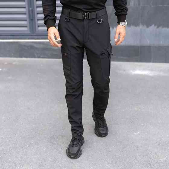 Штаны карго мужские весенние с карманами чёрные Pobedov Static Киев