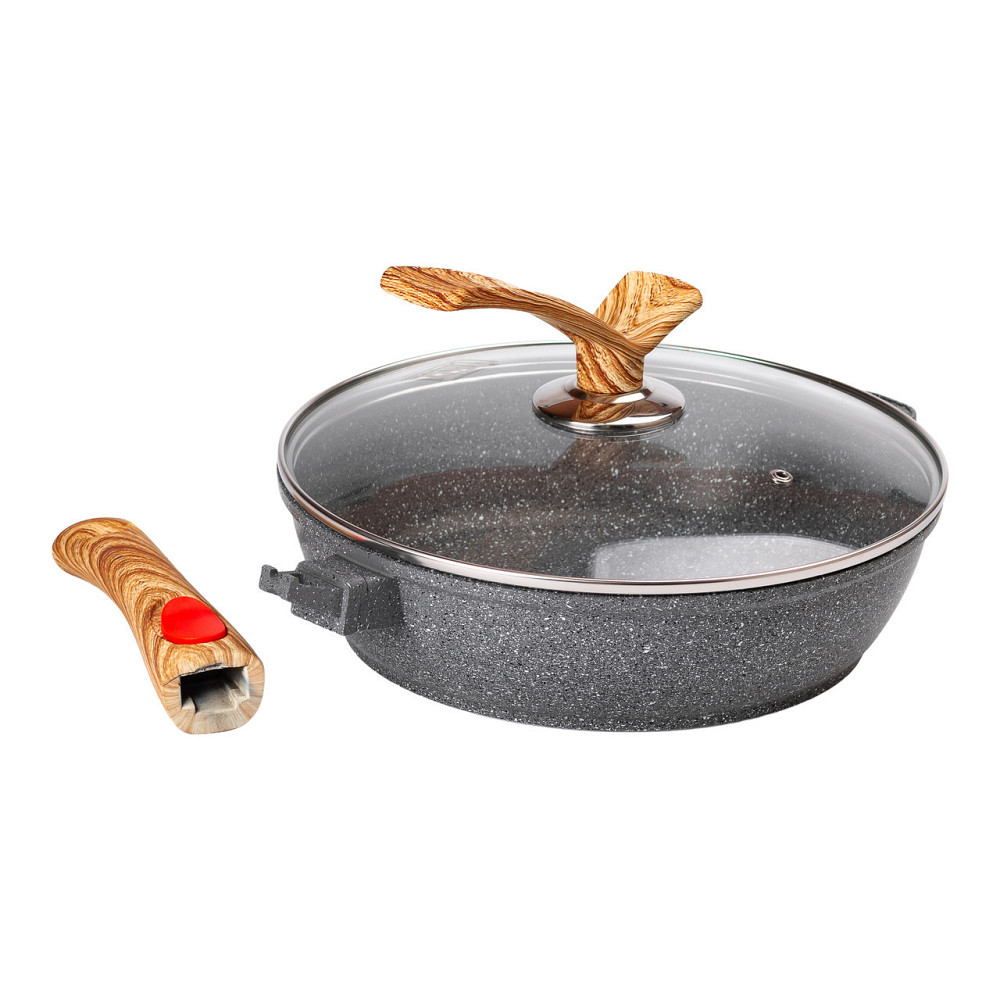 Глубокая сковорода с крышкой 26 см, алюминий, серая Киев - изображение 3