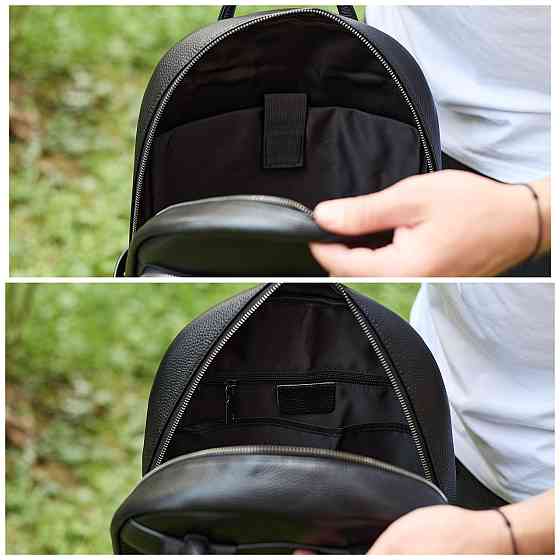 Чоловічий шкіряний рюкзак 41х31х16, універсальний міський наплічник для роботи та поїздок, офісна чоловіча сумка, чорний Київ