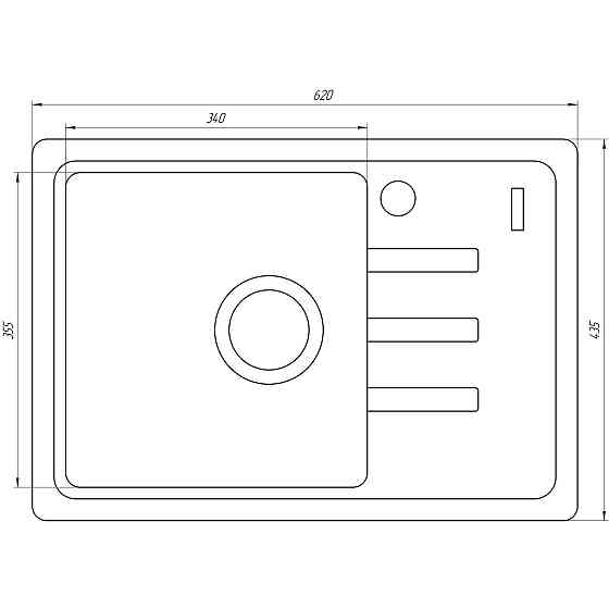Гранітна мийка Globus Lux MONO чорний металік 620х435мм-А0001 (000021063) Київ