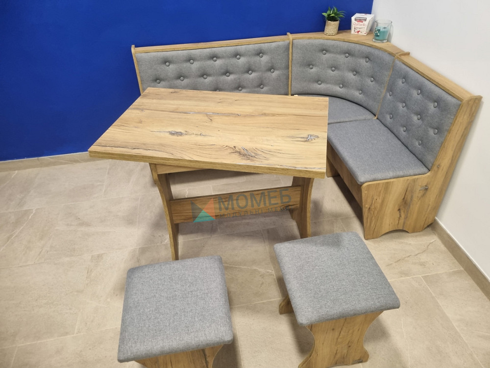 Комплект меблів для кухні Сімейний 114х154 см - М'який куток, стіл, 2 табуретки - Дуб Флагшток Львів - фото 4