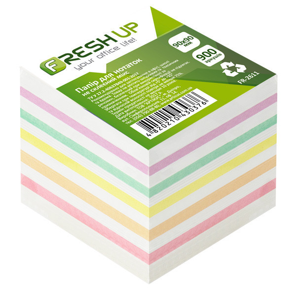 Блок паперу для нотаток "Fresh Up" FR-2611 90х90х900 листов  не клеєний, Мікс, шт Київ - фото 1