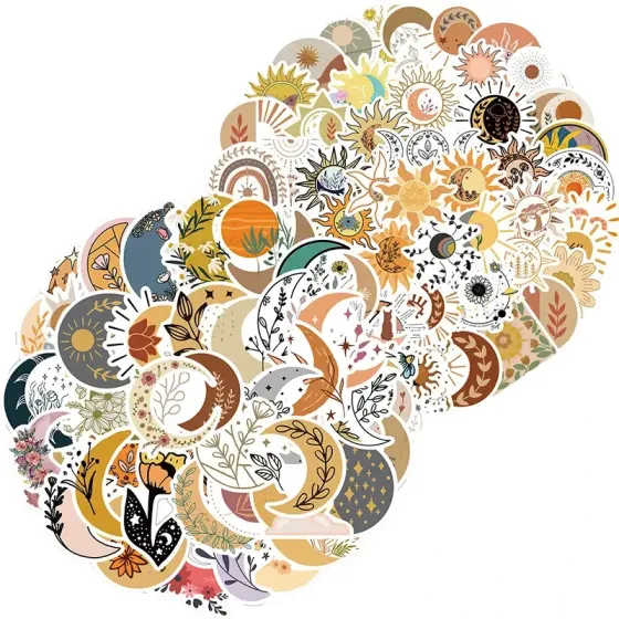 Набор стикеров в стиле бохо – солнце и луна, 50 шт Киев