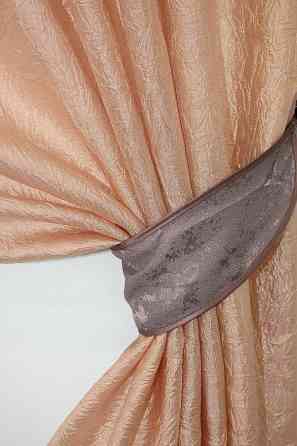 Кухонные шторы VR-Textil № 073к с ламбрекеном и подхватами персиковый с пудровым 260х170 см (52-0090) Киев