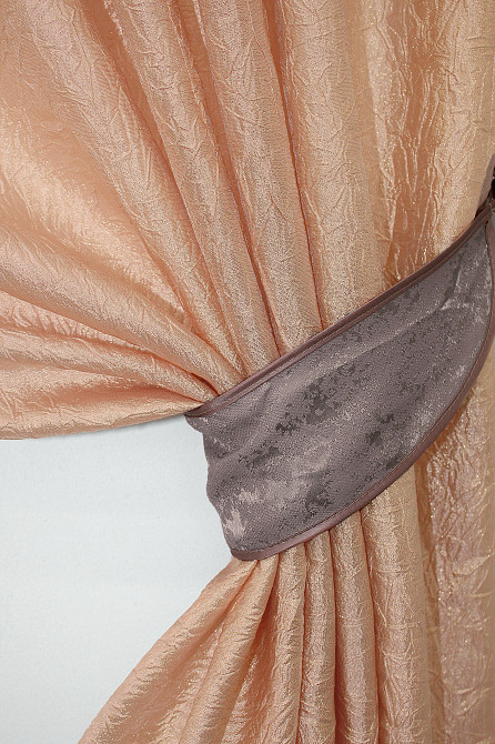 Кухонные шторы VR-Textil № 073к с ламбрекеном и подхватами персиковый с пудровым 260х170 см (52-0090) Киев - изображение 3