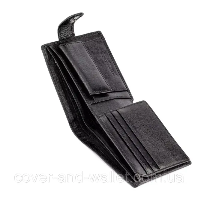 Солидный мужской кожаный кошелек небольшого размера Marco Coverna BK 047-801 черный Киев - изображение 17