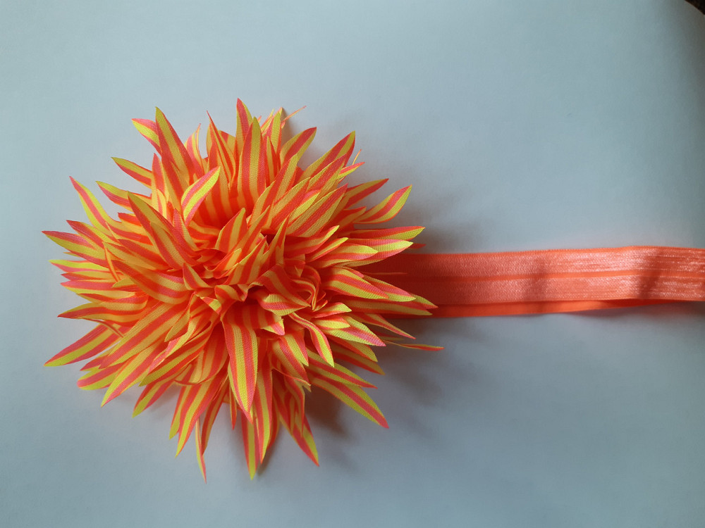 Повязка детская с цветком оранжевая - размер цветка около 9см, окружность 34-46см Киев - изображение 1