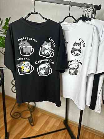 Женская милая оверсайз футболка с котиками из кулира Одесса