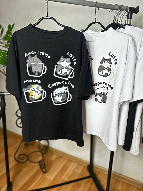 Женская милая оверсайз футболка с котиками из кулира Одесса - изображение 4