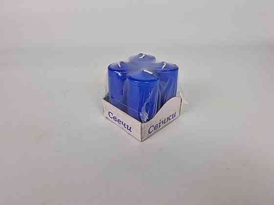 Цветная Цилиндр парафиновая свеча (40/80) СИНЯЯ крашеная  внутри белая (4 шт) Харьков