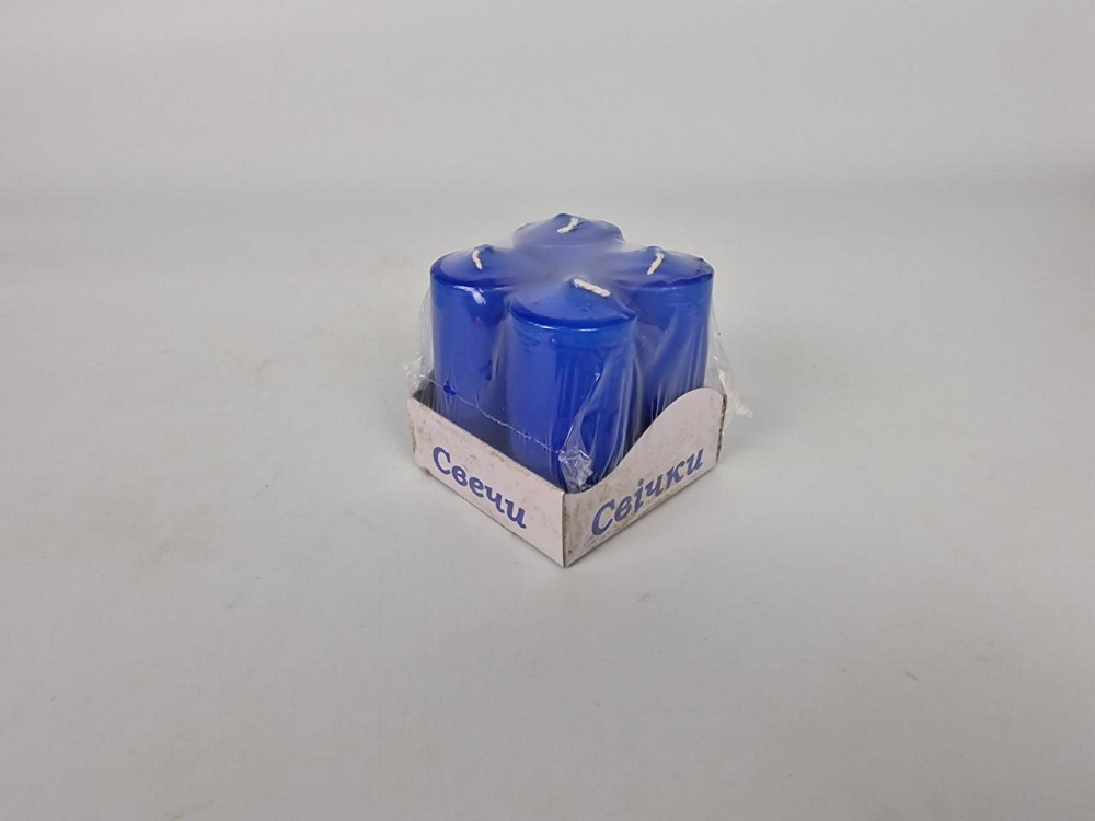 Цветная Цилиндр парафиновая свеча (40/80) СИНЯЯ крашеная  внутри белая (4 шт) Харьков - изображение 1