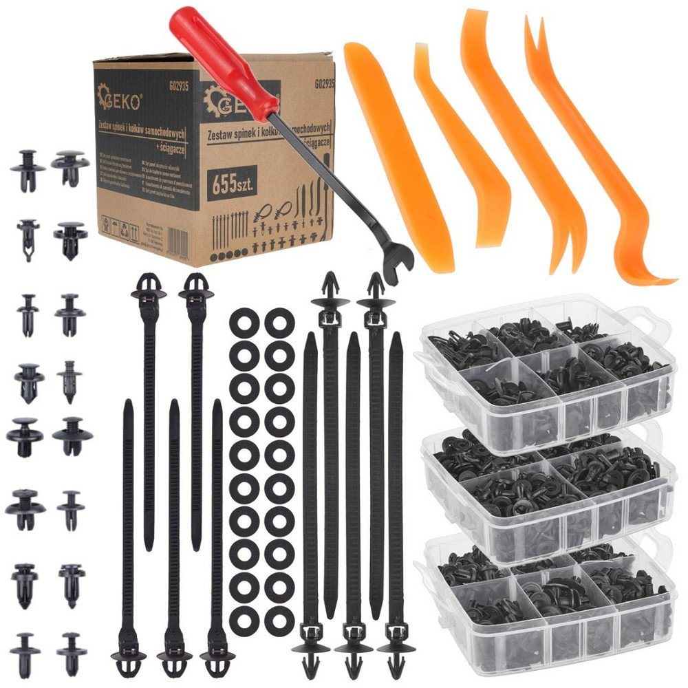 РемНабір автомобільних кліпс із знімачами "GeKo" комплект: 655 деталей - 16розмірів кліс+10стяжок+20подушечок Киев - изображение 1