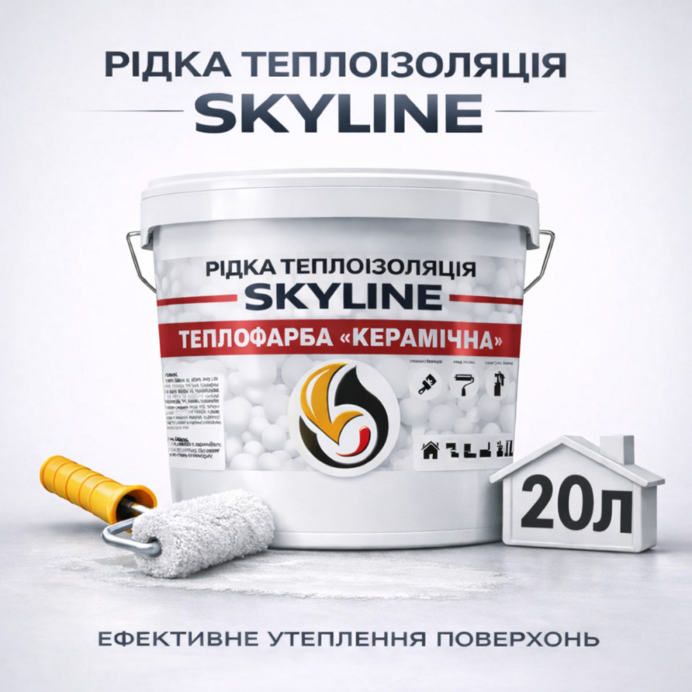 Теплофарба Skyline керамічна рідка теплоізоляція для утеплення стін, фасадів та великих приміщень Біла 20 л Харків - фото 1