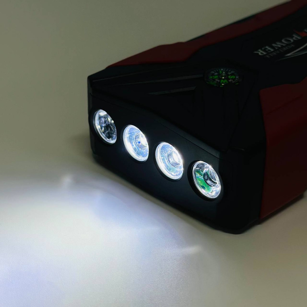 Пускозарядний пристрій бустер Jump Starter QY33 99800mAh 4 USB Чорно-червоний Вінниця - фото 10