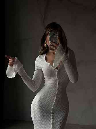 Женское элегантное, притягательное макси платье турецкое ангоро Молочный, 44/46 Одесса