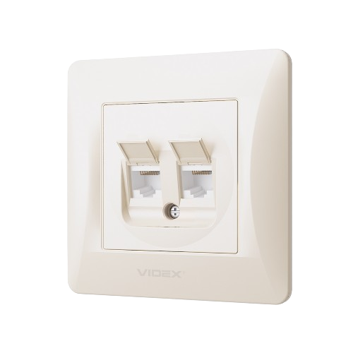 BINERA крем Розетка внутрішня 2-а CAT6+CAT6 комп'ютерна Videx Житомир