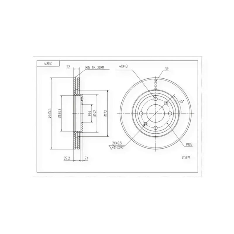 Диск Citroen Berlingo-Peugeot Partner (2001-2008) передний (266mmx22mm) тормозной Мукачево - изображение 1