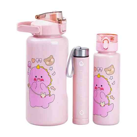 Набор многоразовых бутылок 3 в 1 Дракоша 0.3л 0.7л 2л розовый HPZSB120013P Киев