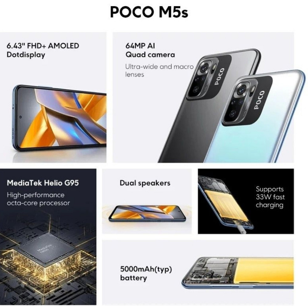 Телефон Xiaomi POCO M5S 4/128Gb. Gray NFC Amoled 5000mAh. 33w Київ - фото 1