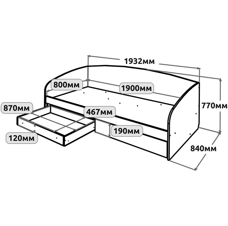 Ліжко односпальне Еверест Комфорт 80х190 см Дуб сонома/Білий (DTM-073879) Львів - фото 11