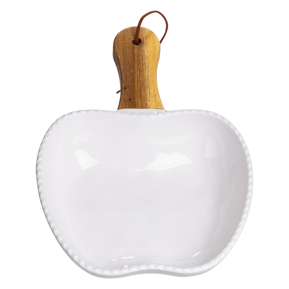 Тарілка порцелянова глибока з ручкою Яблуко 23×16×4 (см) блюдо сервірувальне з ручкою для подачі тарілка сковорода Білий ZJH-15-5 Коломия - фото 2