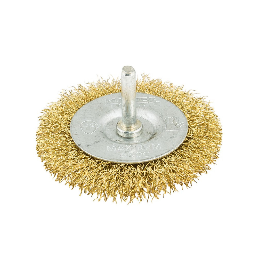 MASTERTOOL Щітка дискова MASTERTOOL з латунованого рифленого дроту Ø 75 мм зі стрижнем ¼" 19-97 Коломия - фото 2