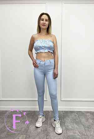 Летний топ с рюшами «Ruffie» оптом 44, Блакитний, В квітку Киев