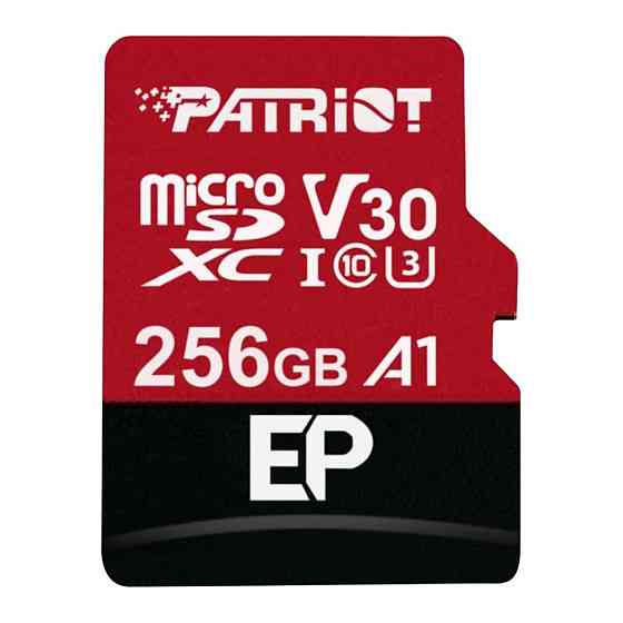 Карта пам'яті microSDXC (UHS-1 U3) Patriot EP Series 256Gb class 10 V30 (R-100MB/s, W-80MB/s) (adapter SD) Київ