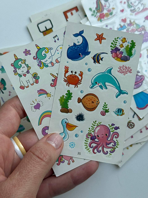 Набір дитячих тимчасових татуювань — 30 аркушів (6×10 см) принцеси, пірати, динозаври, солодощі, год Київ - фото 3