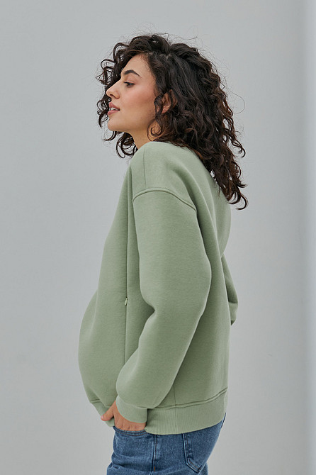 Базовый свитшот для беременных и кормящих oversize со скрытыми молниями XL Kloya Юла Мама Оливковый Кривой Рог - изображение 2